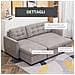 Divano Letto Angolare 3 Posti Con Chaise Longue Contenitore In Tessuto, 217x134x85cm, Grigio - Foto miniatura 3