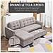 Divano Letto Angolare 3 Posti Con Chaise Longue Contenitore In Tessuto, 217x134x85cm, Grigio - Foto miniatura 5