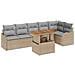 Set Divano Giardino 7 Pezzi con Cuscini Beige Rattan Acacia, Divano Giardino 2 Posti con Cuscini Beige Rattan - Foto miniatura 1