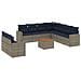 Set Divani da Giardino 10 pz con Cuscini Grigio in Polyrattan - Foto miniatura 1