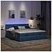Pouf Letto con Materassi e LED Blu Scuro 200x200cm Velluto - Foto miniatura 3