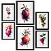 Set Di 6 Stampe Poster Di Frutta, Verdura E Cibi Sani Con Colori Ad Acquerello Su Sfondi Bianchi Puri A3 & A4 Cornice Nera - Foto miniatura 1
