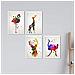 Set Di 4 Stampe Con Di Animali Fenicottero Struzzo Cervo E Giraffa Acquerello Colori Vivaci Pittura In Nordico Acquerelli Senza Cornice A4 - Foto miniatura 1