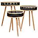 Set Di 3 Tavolini Angolari In Bambù Nero E Legno - Foto miniatura 1
