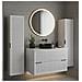 Mobile sottolavabo da 80 cm, Kaschmir, ripiano beige, Lavabo sospeso, Chiusura ammortizzata, Piano di lavoro effetto marmo bianco - Foto miniatura 2