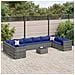 Set Divani da Giardino 11 pz con Cuscini in Polyrattan Grigio - Foto miniatura 2