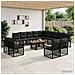 Set Divano da Giardino 14 pz Nero e Grigio scuro polyrattan - Foto miniatura 5