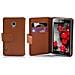 Custodia Compatibile Con Lg Optimus L7 Ii In Marrone Cioccolata - Coperchio Protettivo In Ecopelle Testurizzata E Tasca Per Carte Di Credito - Foto miniatura 1