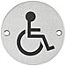 Cartello Tondo Per Toilette Per Disabili, Da Avvitare, Targa In Acciaio Inossidabile Spazzolato, Marcatura Nera, Ø76mm - - Foto miniatura 1