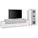 Parete Attrezzata Mirko, Set Salotto Porta Tv, Mobile Soggiorno Multiuso, 100% Made In Italy, Cm 280x45h121, Bianco Lucido E Cemento - Foto miniatura 4