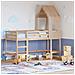 Letto Soppalco con Scala e Tetto 80x200 cm Legno Massello Pino - Foto miniatura 9
