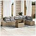 Set divano giardino 7 pezzi con cuscini beige rattan poliestere - Foto miniatura 2