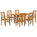 Set da Pranzo da Giardino  in Legno Massello Teak a 7 Pezzi, Sedia da Giardino impilabile  2 pcs in Legno Massello Teak, Sedia da Giardino impilabile  4 pcs in Legno Massello Teak - Foto miniatura 1