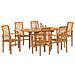 Set da Pranzo da Giardino  in Legno Massello Teak a 7 Pezzi, Sedia da Giardino impilabile  2 pcs in Legno Massello Teak, Sedia da Giardino impilabile  4 pcs in Legno Massello Teak - Foto miniatura 3