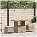 Set da Pranzo da Giardino 3 Pezzi con Cuscini Beige in Rattan e Acacia - Foto miniatura 2