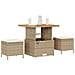 Set da Pranzo da Giardino 3 Pezzi con Cuscini Beige in Rattan e Acacia - Foto miniatura 3