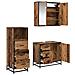 Set di mobili per il bagno con cassetto 3 pcs Legno vecchio - Foto miniatura 5