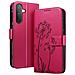 Custodia A Portafoglio Per Galaxy A26 Premium Design Fiori Farfalla, Rosso - Foto miniatura 1