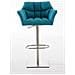 Sgabello Alto Bar Damaso I Sgabello Design Cucina Trapuntato in Tessuto con Braccioli E Schienale Imbottiti l Sedia Sgabello Bar Pub con Poggiapiedi Turchese Acciaio Inox - Foto miniatura 2