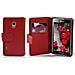 Custodia Compatibile Con Lg Optimus L7 Ii In Rosso Cremisi - Coperchio Protettivo In Ecopelle Testurizzata E Tasca Per Carte Di Credito - Foto miniatura 1