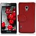 Custodia Compatibile Con Lg Optimus L7 Ii In Rosso Cremisi - Coperchio Protettivo In Ecopelle Testurizzata E Tasca Per Carte Di Credito - Foto miniatura 2