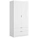 Guardaroba Pisanino, Mobile Appendiabiti Per Camera Da Letto, Armadio A 2 Ante Battenti E 2 Cassetti, 81x52h184 Cm, Bianco - Foto miniatura 2
