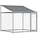 Gabbia Cani con Tetto e Porta Grigia 2x2x2 m in Acciaio Zincato - Foto miniatura 1