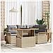Set da Pranzo da Giardino da 5 Pezzi con Cuscini Beige Rattan Acacia - Foto miniatura 2