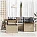 Set da Pranzo da Giardino da 5 Pezzi con Cuscini Beige Rattan Acacia - Foto miniatura 3