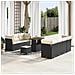 Set divano da giardino da 10 pezzi con cuscini in polyrattan nero acacia, Set da pranzo da giardino da 3 pezzi con cuscini in polyrattan nero acacia - Foto miniatura 2