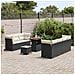 Set divano da giardino da 10 pezzi con cuscini in polyrattan nero acacia, Set da pranzo da giardino da 3 pezzi con cuscini in polyrattan nero acacia - Foto miniatura 3