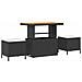 Set divano da giardino da 10 pezzi con cuscini in polyrattan nero acacia, Set da pranzo da giardino da 3 pezzi con cuscini in polyrattan nero acacia - Foto miniatura 6