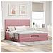 Struttura Letto Pouf con Materassi Rosa 180x200 cm Velluto - Foto miniatura 4
