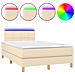 Letto a Molle con Materasso e LED Crema 120x190 cm in Tessuto - Foto miniatura 1
