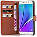 Custodia Compatibile Con Samsung Galaxy Note 5 In Marrone Pastello - Coperchio Protettiva Con Chiusura Magnetica, Funzione Stand E Tasca Per Le Carte - Foto miniatura 2