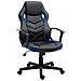 Sedia Da Gaming Poltrona Da Ufficio Girevole Con Ruote In Similpelle Nera Blu - Foto miniatura 1