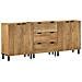 Credenze 3 Pz Marrone 60x33x75 Cm In Legno Massello Di Mango - Foto miniatura 1