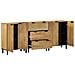 Credenze 3 Pz Marrone 60x33x75 Cm In Legno Massello Di Mango - Foto miniatura 2