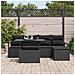 Set di divani da giardino  da 6 pezzi con cuscini in rattan poliestere nero, Divano da giardino  per 2 persone con spazio di stoccaggio e cuscini in rattan poliestere nero - Foto miniatura 3