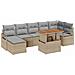 Set Divano da Giardino 8 Pezzi con Cuscini Beige in Rattan Poliestere Acacia, Divano da Giardino 2 Posti con Cuscini Beige in Rattan Poliestere - Foto miniatura 1