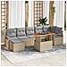 Set Divano da Giardino 8 Pezzi con Cuscini Beige in Rattan Poliestere Acacia, Divano da Giardino 2 Posti con Cuscini Beige in Rattan Poliestere - Foto miniatura 2