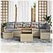 Set Divano da Giardino 8 Pezzi con Cuscini Beige in Rattan Poliestere Acacia, Divano da Giardino 2 Posti con Cuscini Beige in Rattan Poliestere - Foto miniatura 3