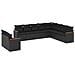 Set Divani da Giardino 10pz con Cuscini in Polyrattan Nero - Foto miniatura 1