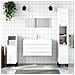 Mobile Da Bagno Con Specchio Bianco In Legno Multistrato - Foto miniatura 7