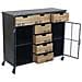 Mobile Credenza Madia Da Interno In Acciaio E Legno Con Ruote E 7 Cassetti Dark - Foto miniatura 2