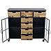 Mobile Credenza Madia Da Interno In Acciaio E Legno Con Ruote E 7 Cassetti Dark - Foto miniatura 4