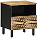 Comodino Nero 40x33x46 Cm In Legno Massello Di Mango Grezzo - Foto miniatura 1