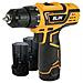 Trapano avvitatore a batteria 12V 2Ah 2 velocità 0-400/0-1500 giri /min Coppia 28 Nm con 2 batterie e valigetta Giallo Nero - Foto miniatura 1