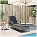Lettino Prendisole Con Cuscino Grigio 63x200x81 Cm Polyrattan - Foto miniatura 3