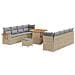 Set di divani da giardino vitaXL 11 pezzi con cuscini beige polirattan acacia, Set da pranzo da giardino vitaXL 3 pezzi con cuscini beige polirattan acacia - Foto miniatura 1